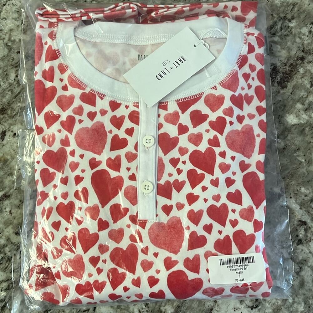 Hart+Land Heart Patterned Organic Pima Cotton Women’s Pajama Set Size L - Picture 4 of 5